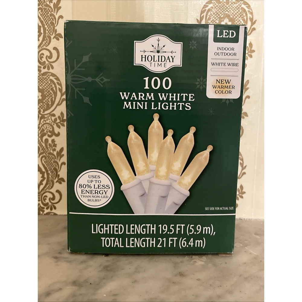 Holiday Time 100-Count Mini Warm White LED Christmas String‎ Lights